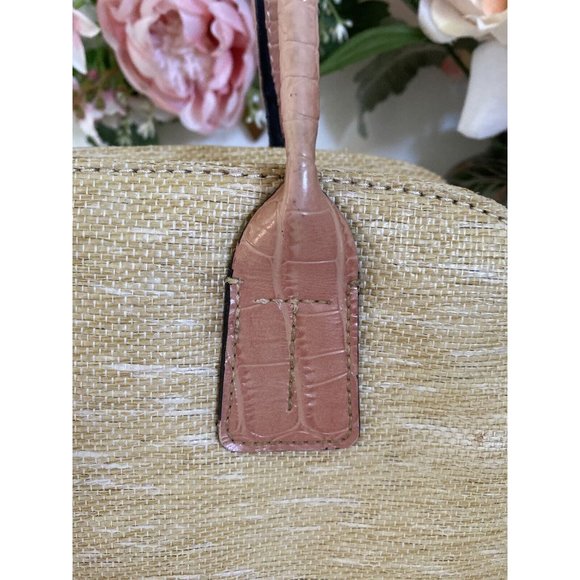 Vintage Tommy Hilfiger Tan Pink Bagette Handbag Purse Faux Alligator Print 11X7 - Picture 11 of 16